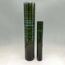 2pc Art Glass Cylinder Vases