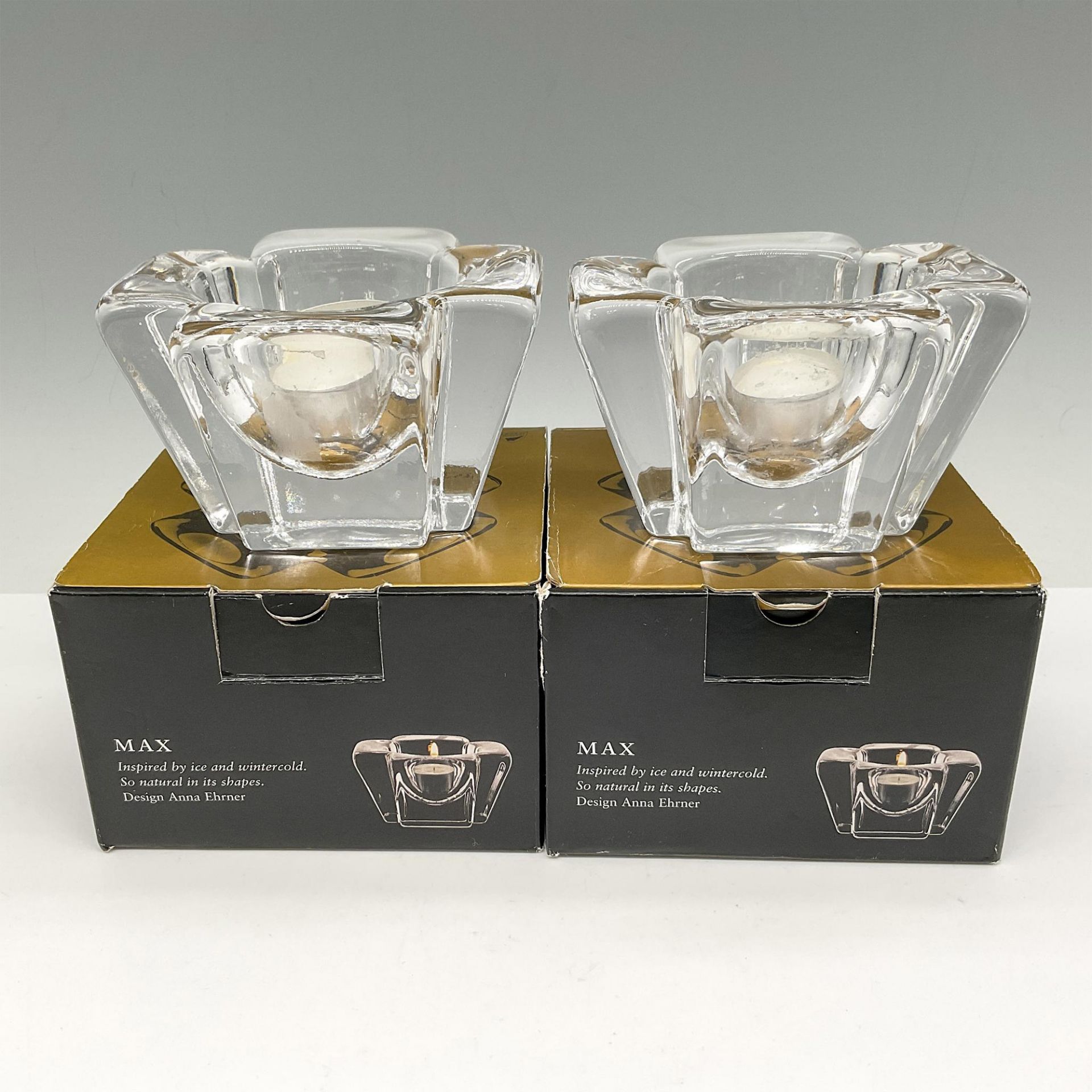 2pc Orrefors Crystal Candle Holders, Max - Image 4 of 4