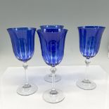 4pc Bohemian Blue Crystal Wine Goblets