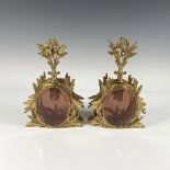 Pair of Gilded Brass Filigree Perfume Bottles