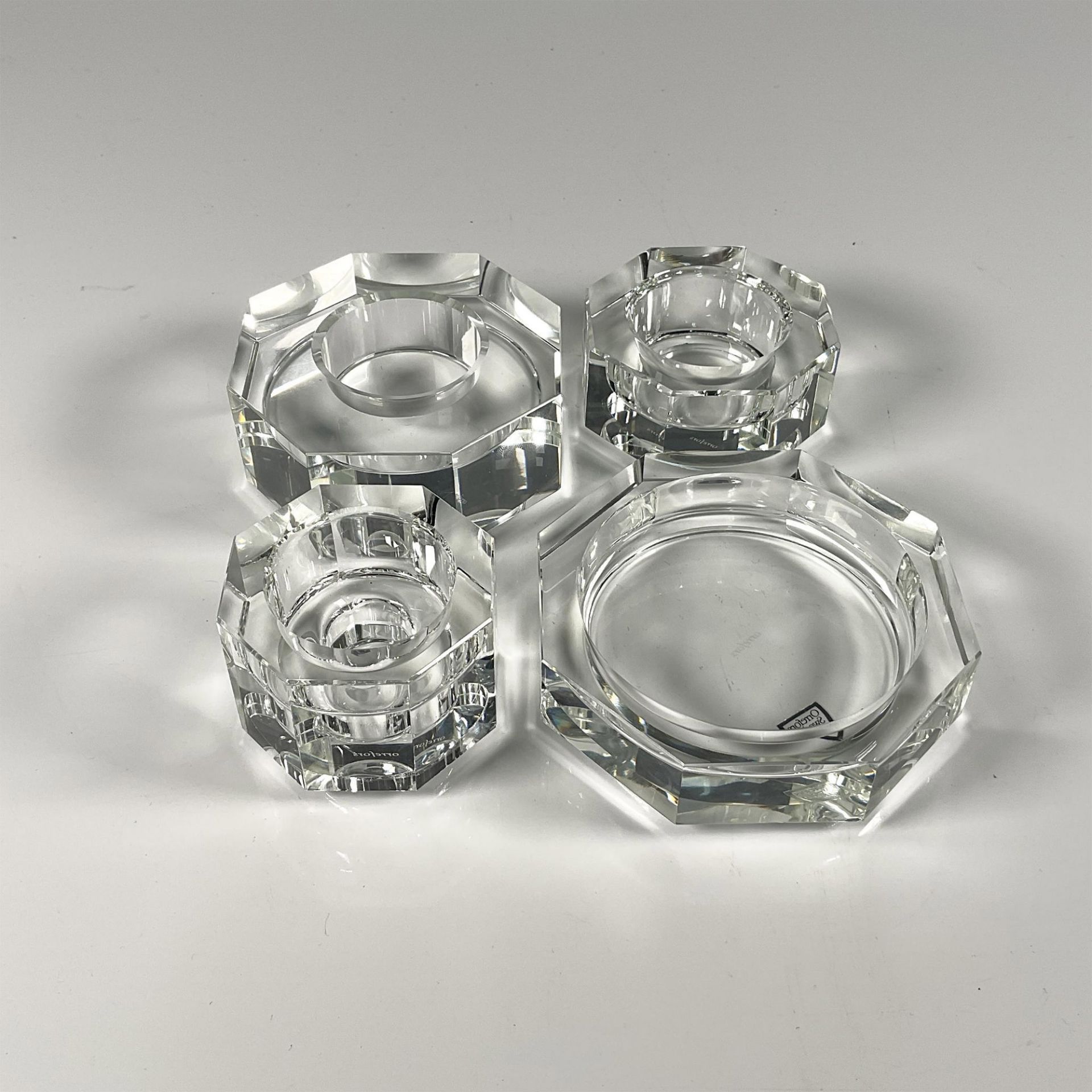 Orrefors Crystal Candleholder Set, Totem Majestic Octagonal - Image 2 of 4
