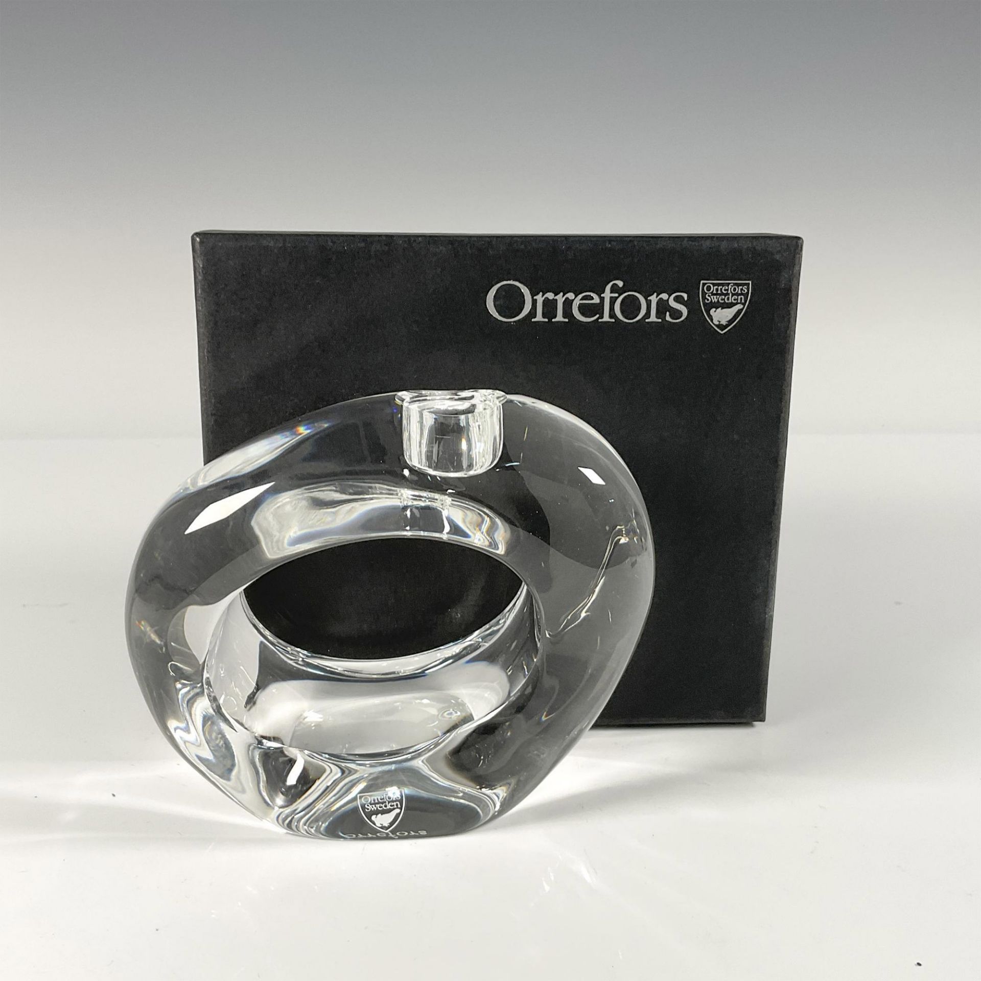 Orrefors Oval Crystal Candleholder, Avlang - Image 4 of 4