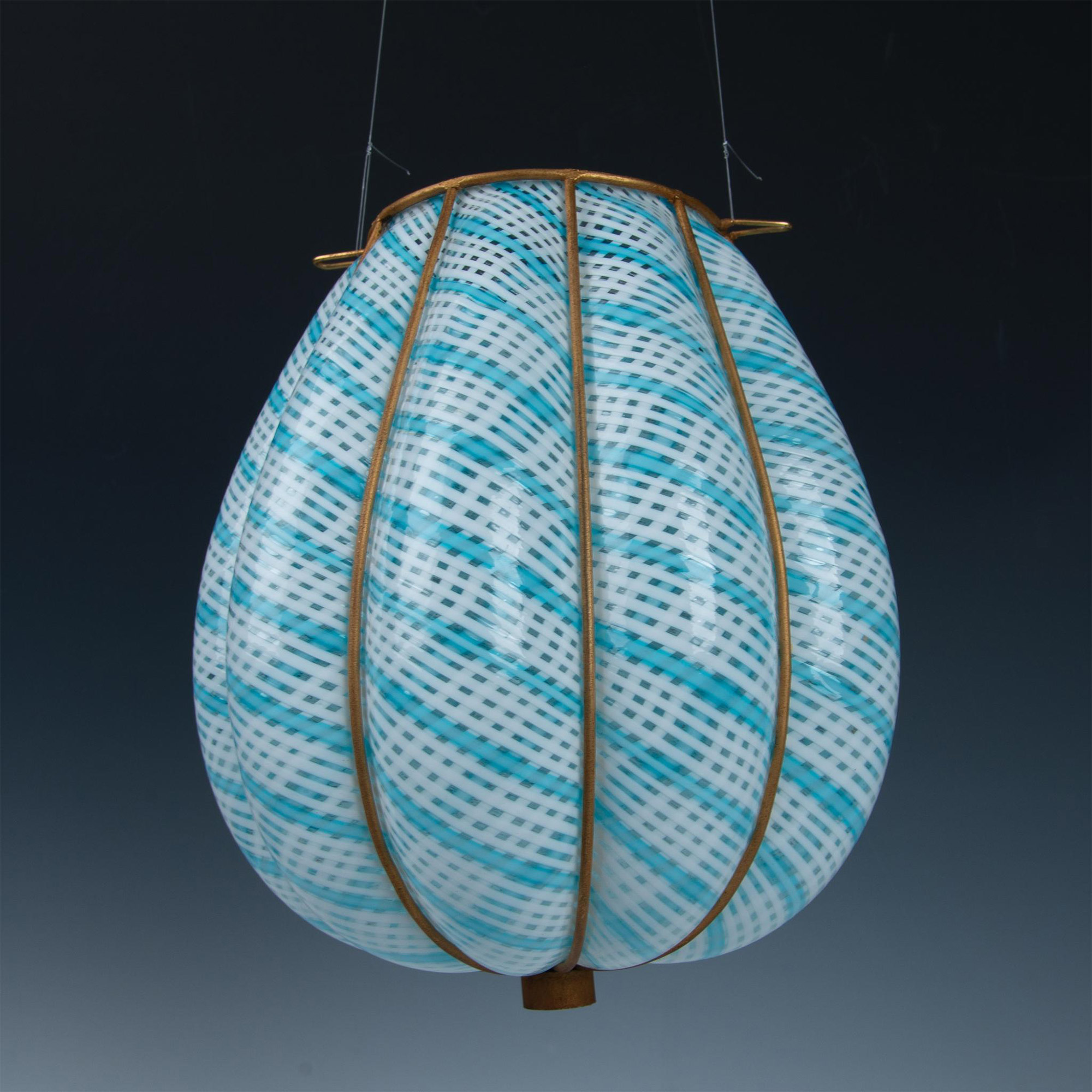 Mid Century Seguso Murano Latticino Caged Art Glass Shade - Image 4 of 4