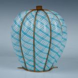 Mid Century Seguso Murano Latticino Caged Art Glass Shade