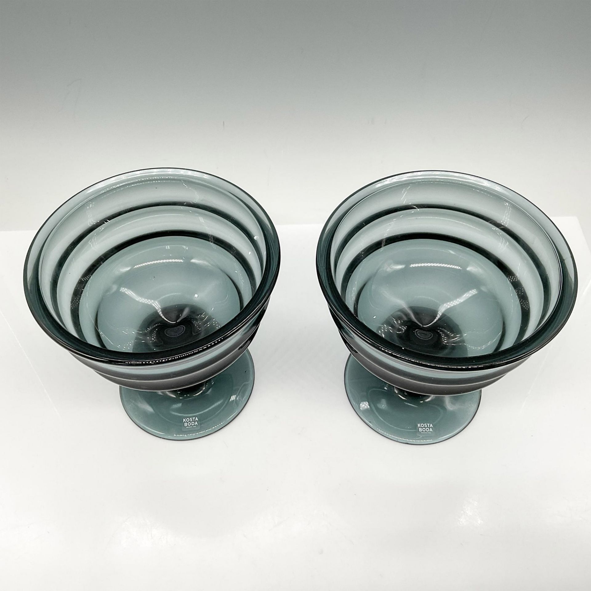 2pc Kosta Boda Glass Smoky Grey Compote Bowl - Image 2 of 4
