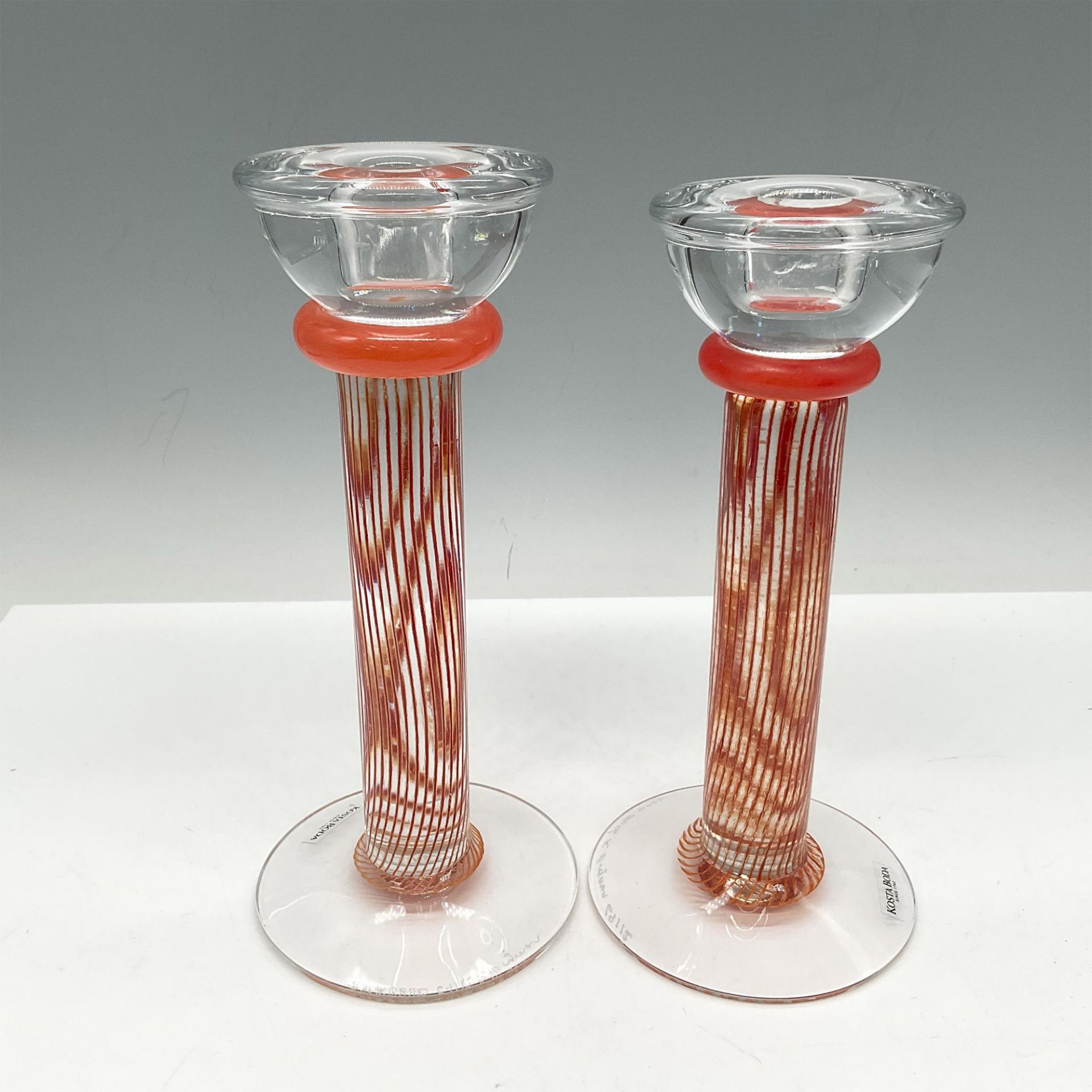 Pair of Kosta Boda Glass Candlestick Holders, Filipa Taper - Image 2 of 3