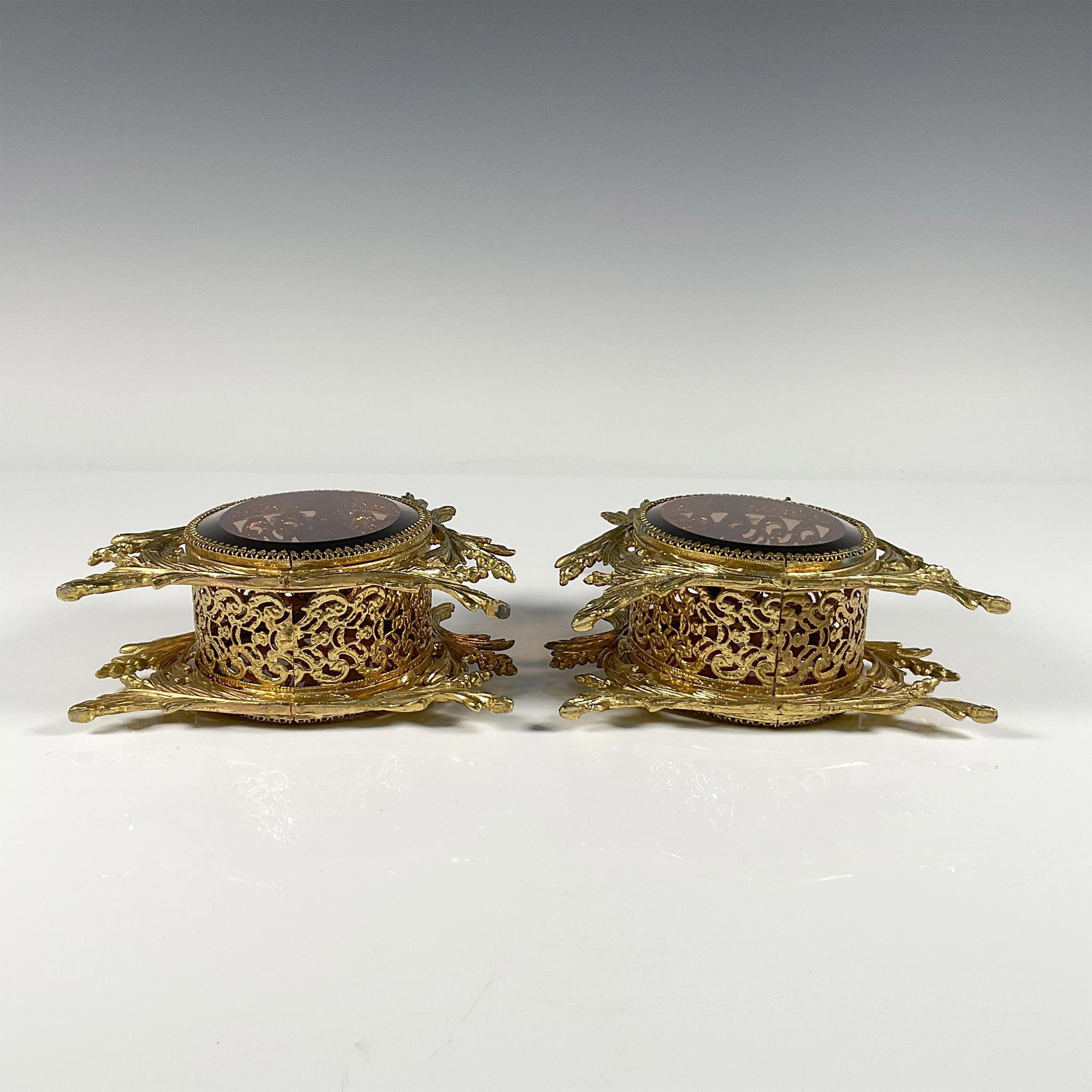 Pair of Gilded Brass Filigree Perfume Bottles - Image 4 of 4