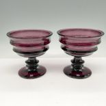 2pc Kosta Boda Glass Purple Compote Bowls
