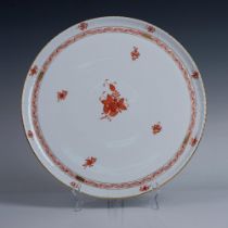 Herend Porcelain Large Round Platter, Chinese Bouquet Rust