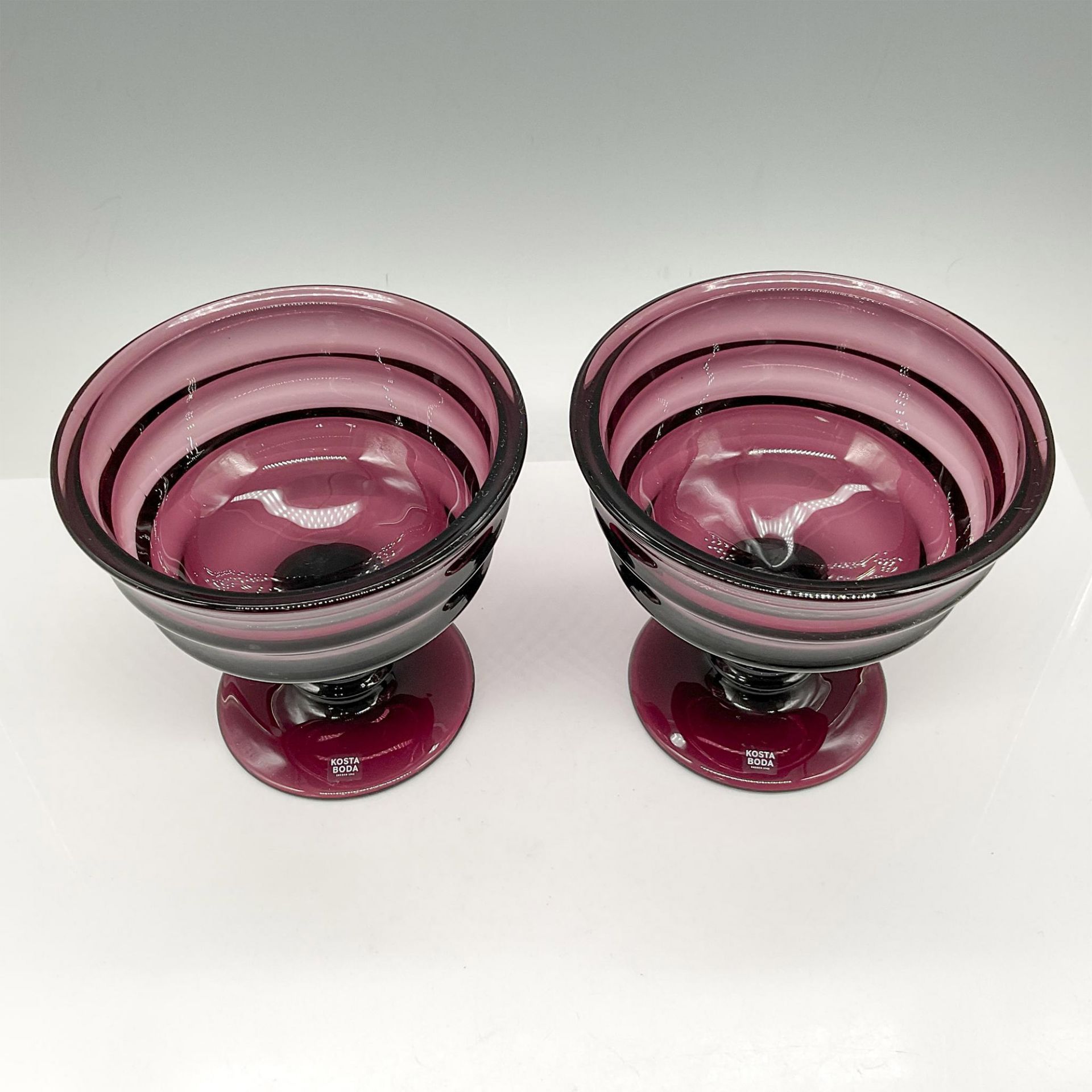 2pc Kosta Boda Glass Purple Compote Bowls - Bild 2 aus 4
