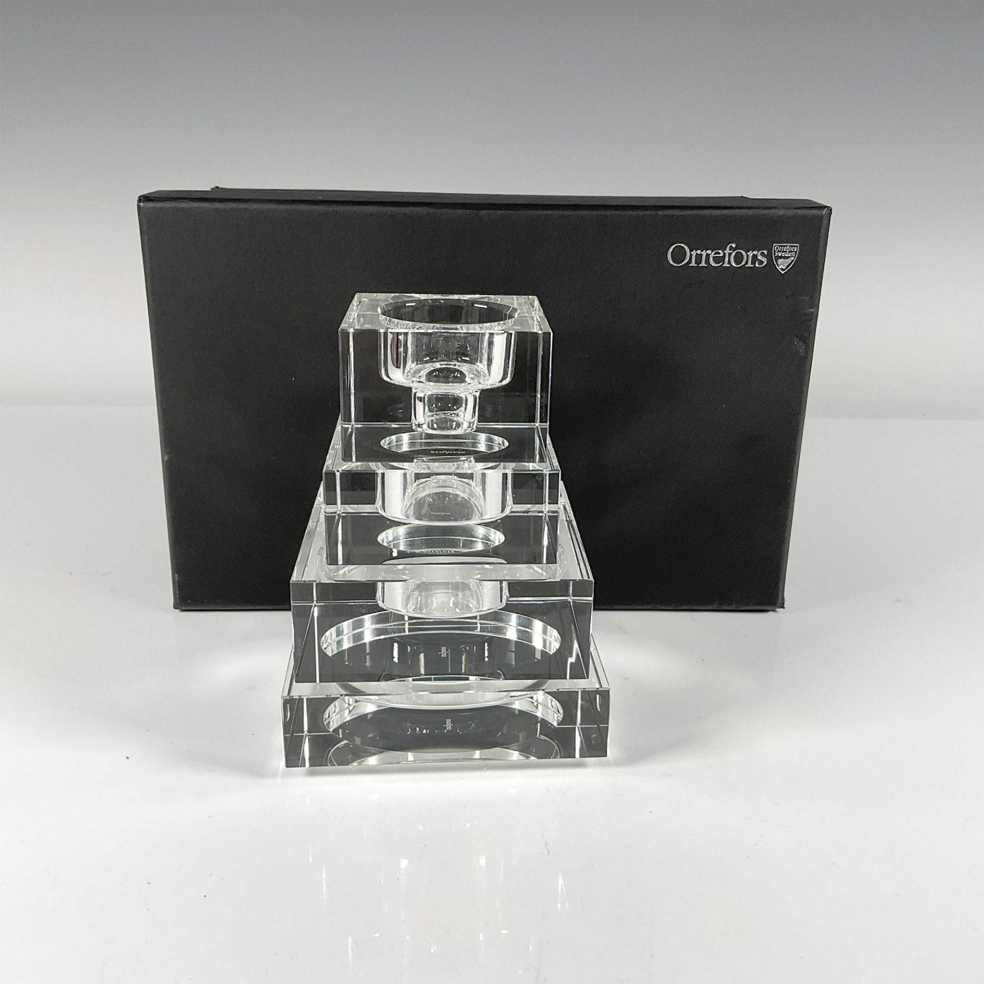 Set of 4 Orrefors Crystal Candleholders, Majestic Totem - Bild 5 aus 5