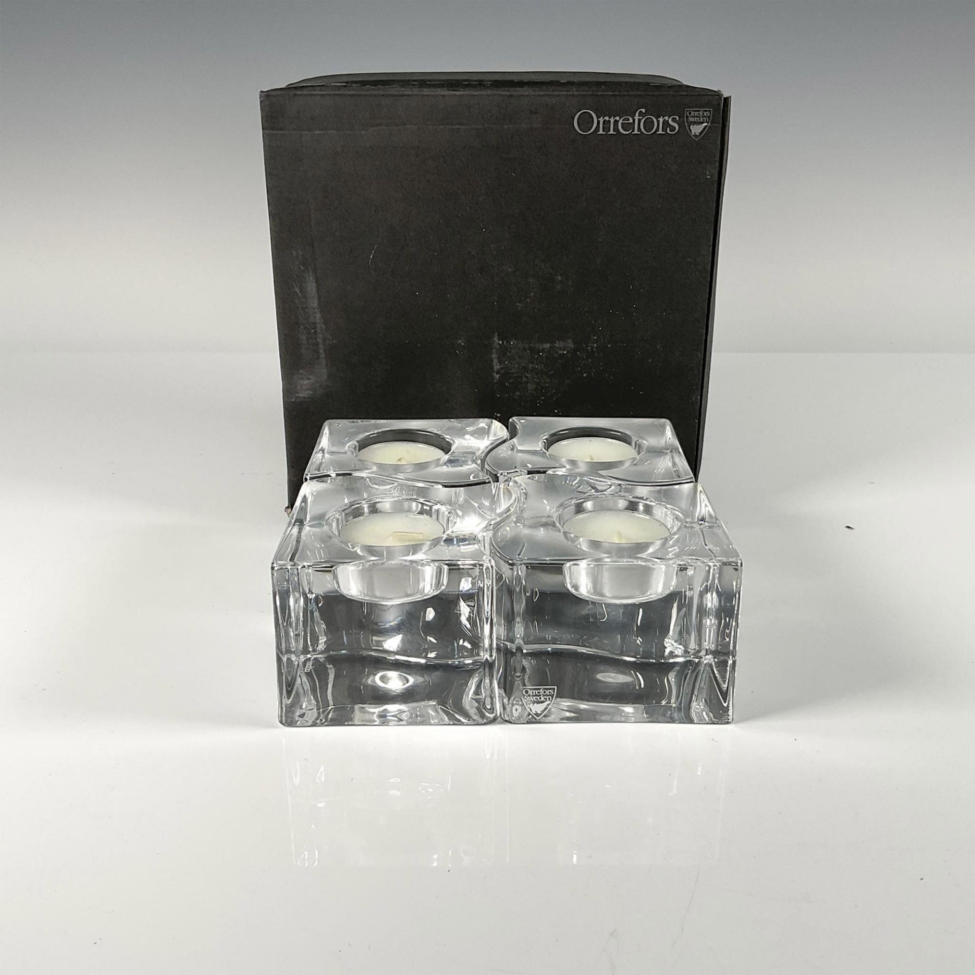 Set of 4 Orrefors Crystal Candleholders, Puzzle - Image 3 of 3