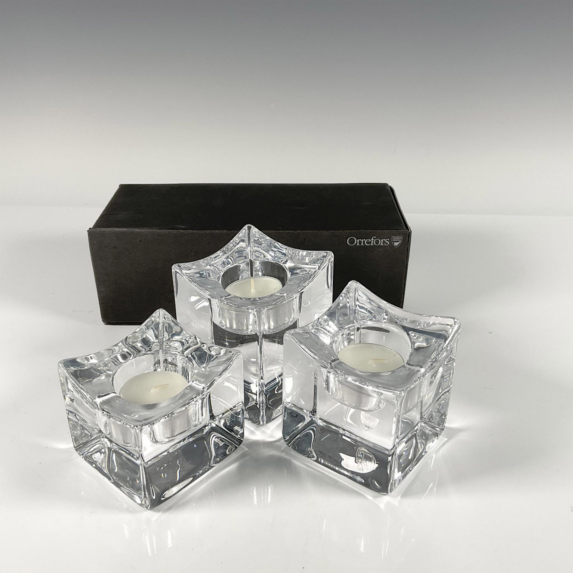 Set of 3 Orrefors Crystal Candleholders, Polaris - Image 3 of 3