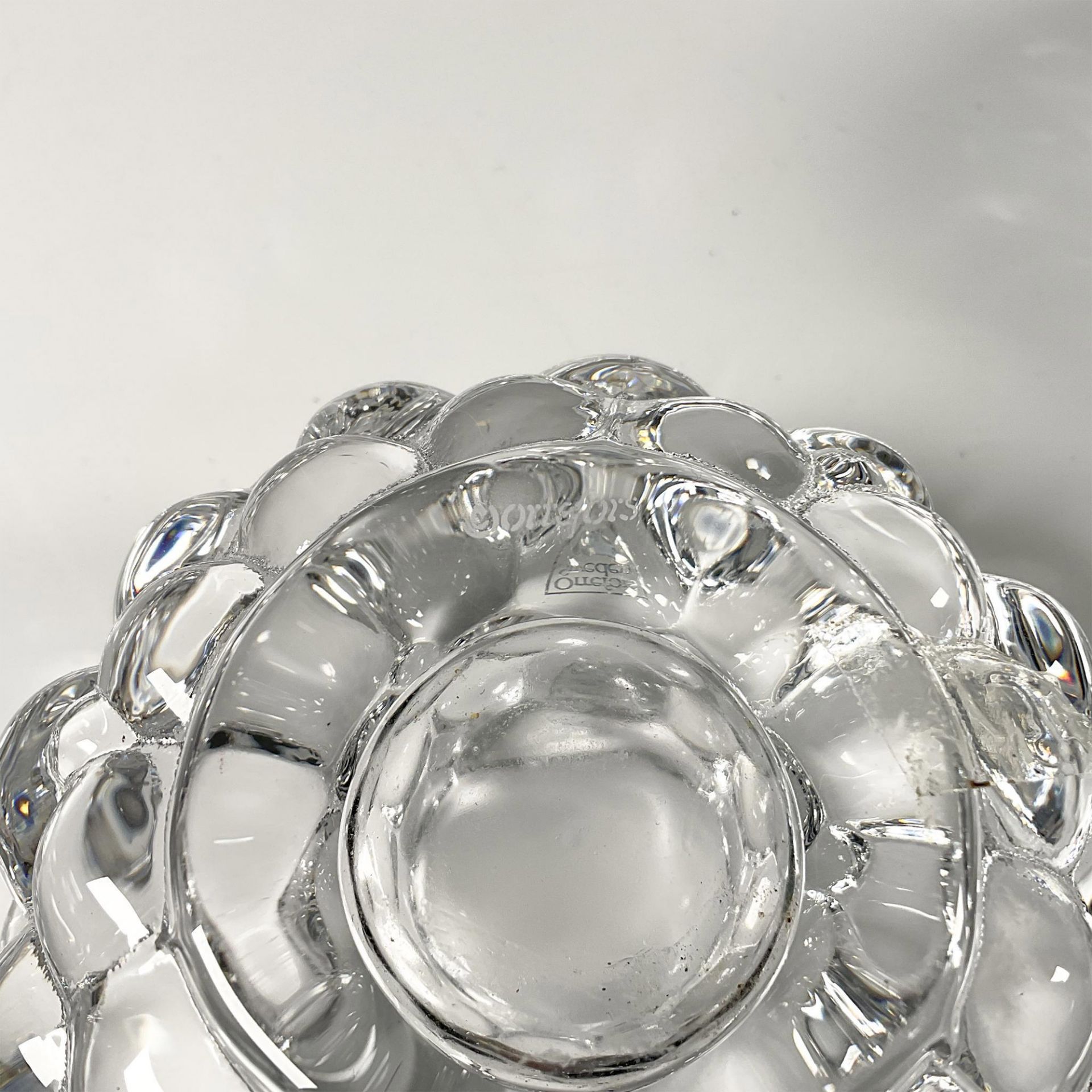 3pc Orrefors Crystal Candleholders, Hallon Raspberry - Image 3 of 4