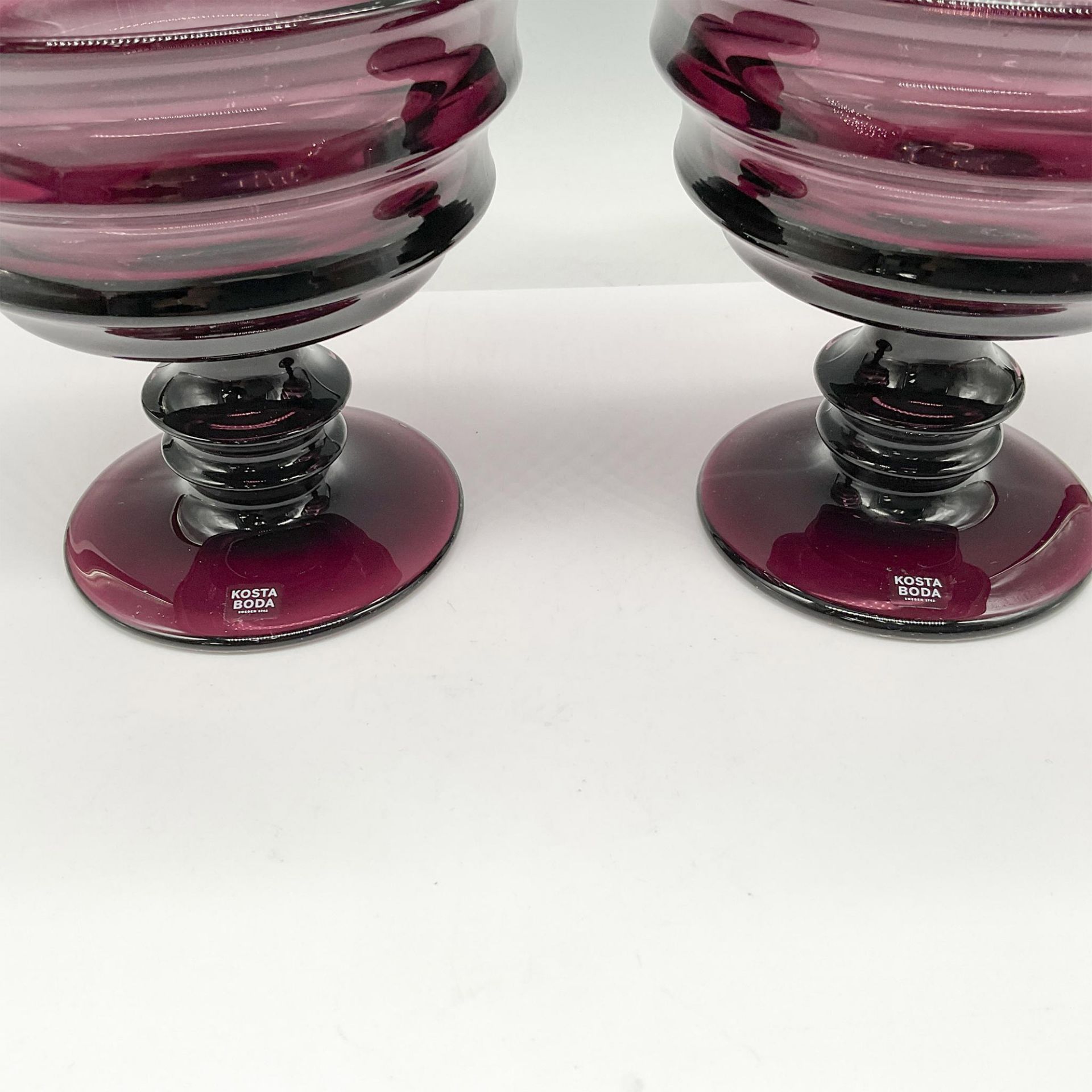 2pc Kosta Boda Glass Purple Compote Bowls - Bild 3 aus 4