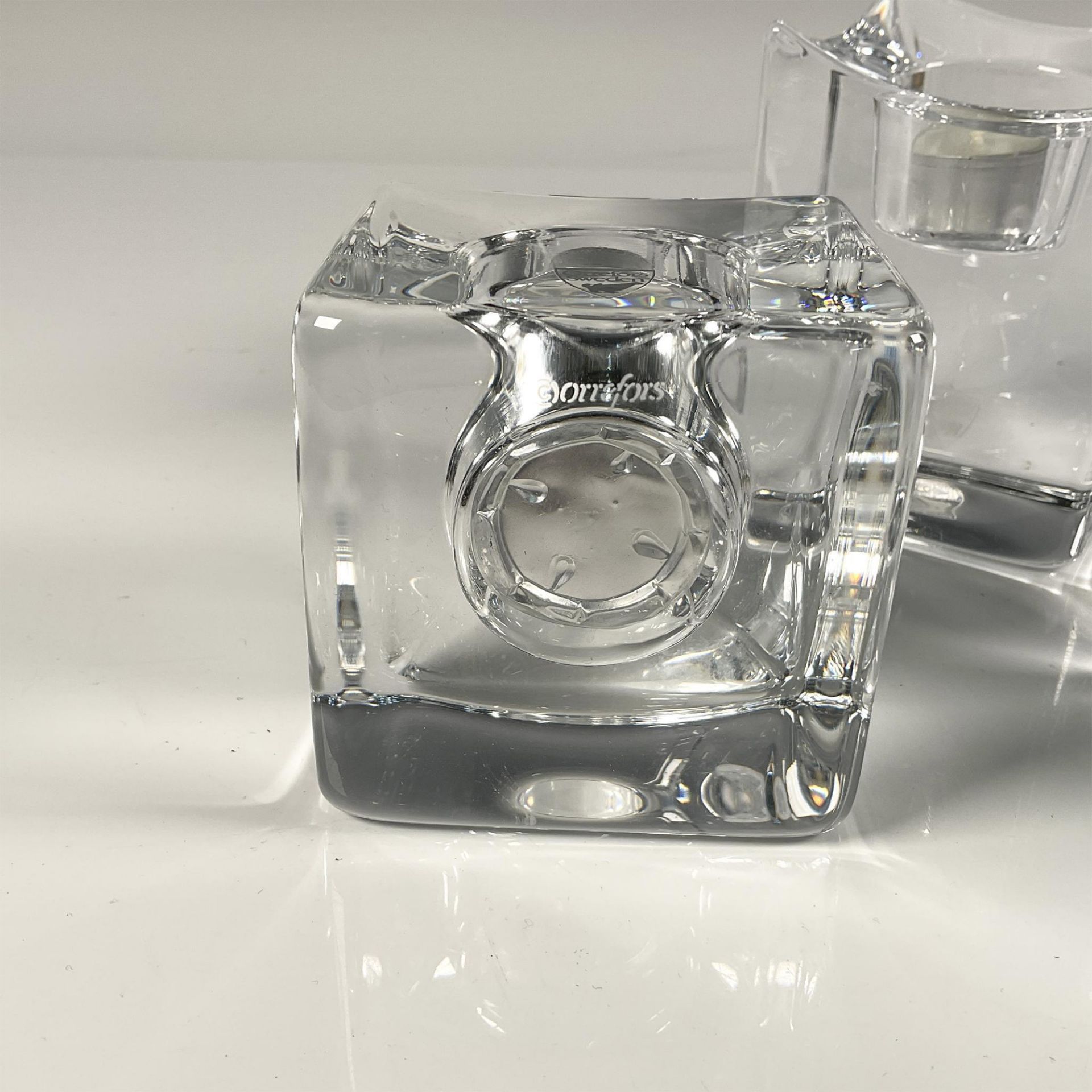 Set of 3 Orrefors Crystal Candleholders, Polaris - Image 2 of 3