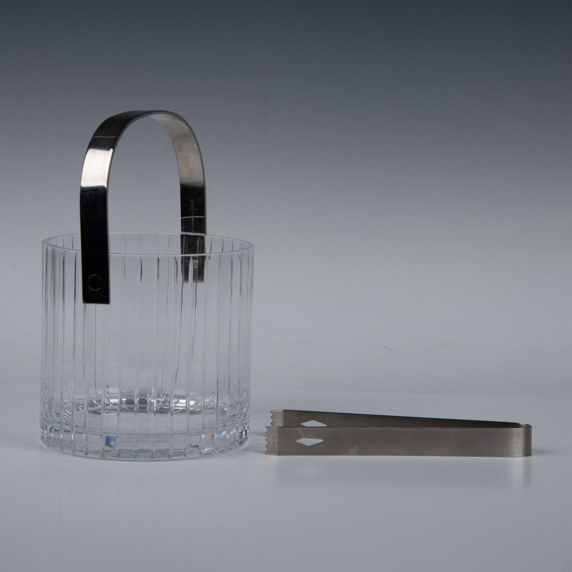 2pc Sasaki Blown-Glass Ice Bucket with Tongs, Ellessee