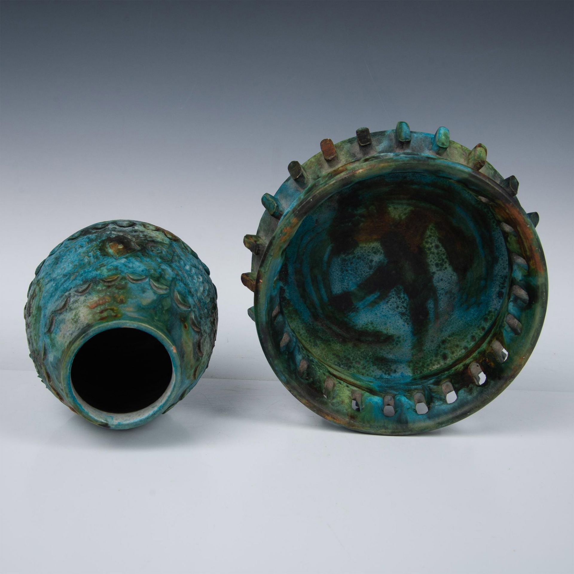 2pc Bitossi Sea Garden Glaze Vase and Decorative Bowl - Bild 5 aus 7