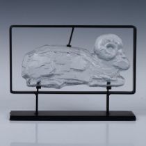 Erik Hoglund Kosta Boda Glass Ram Sculpture