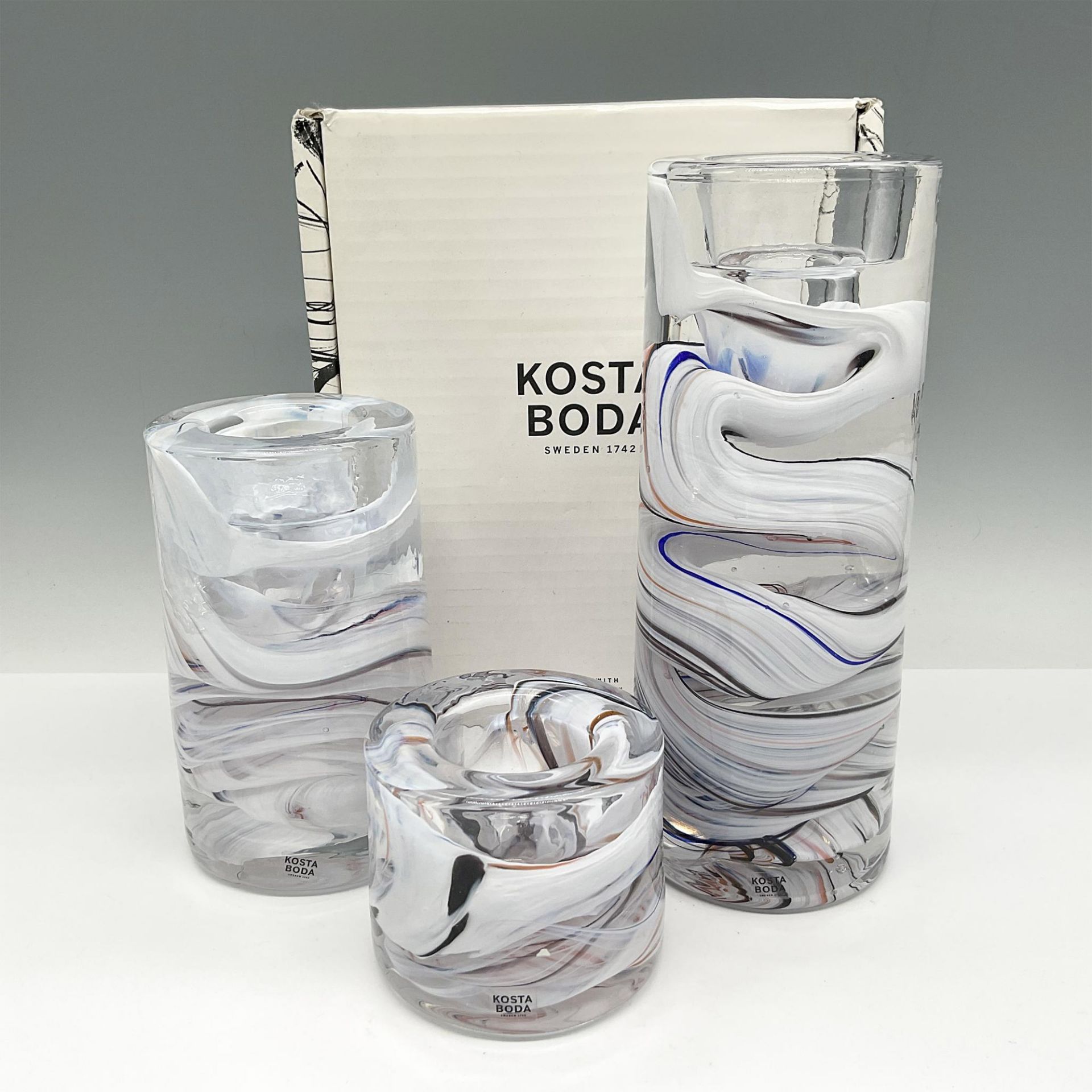 Kosta Boda Art Glass Candle Holders, Colonne Set of 3 - Image 4 of 4