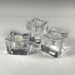 Set of 3 Orrefors Crystal Candleholders, Polaris