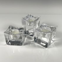 Set of 3 Orrefors Crystal Candleholders, Polaris