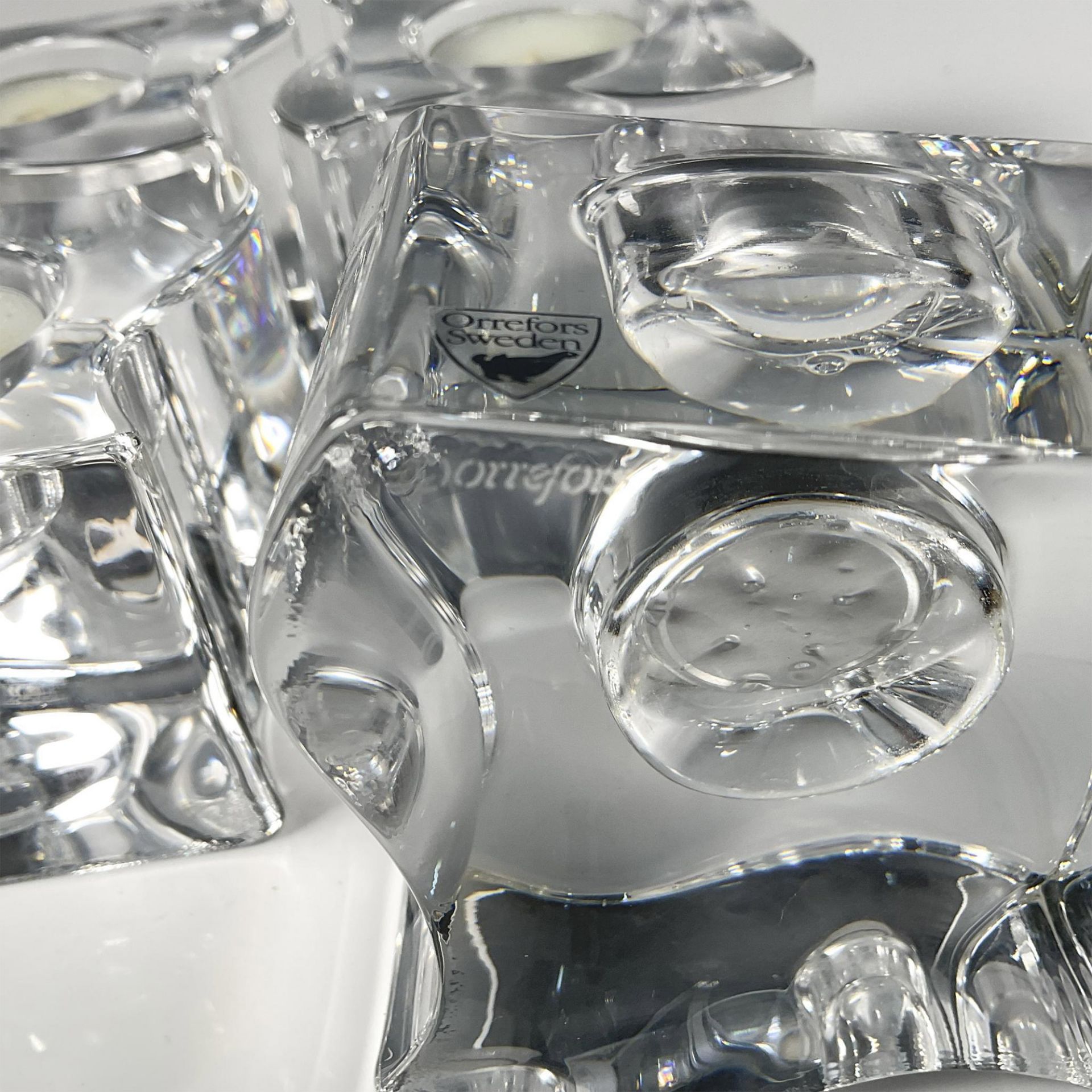 Set of 4 Orrefors Crystal Candleholders, Puzzle - Image 2 of 3