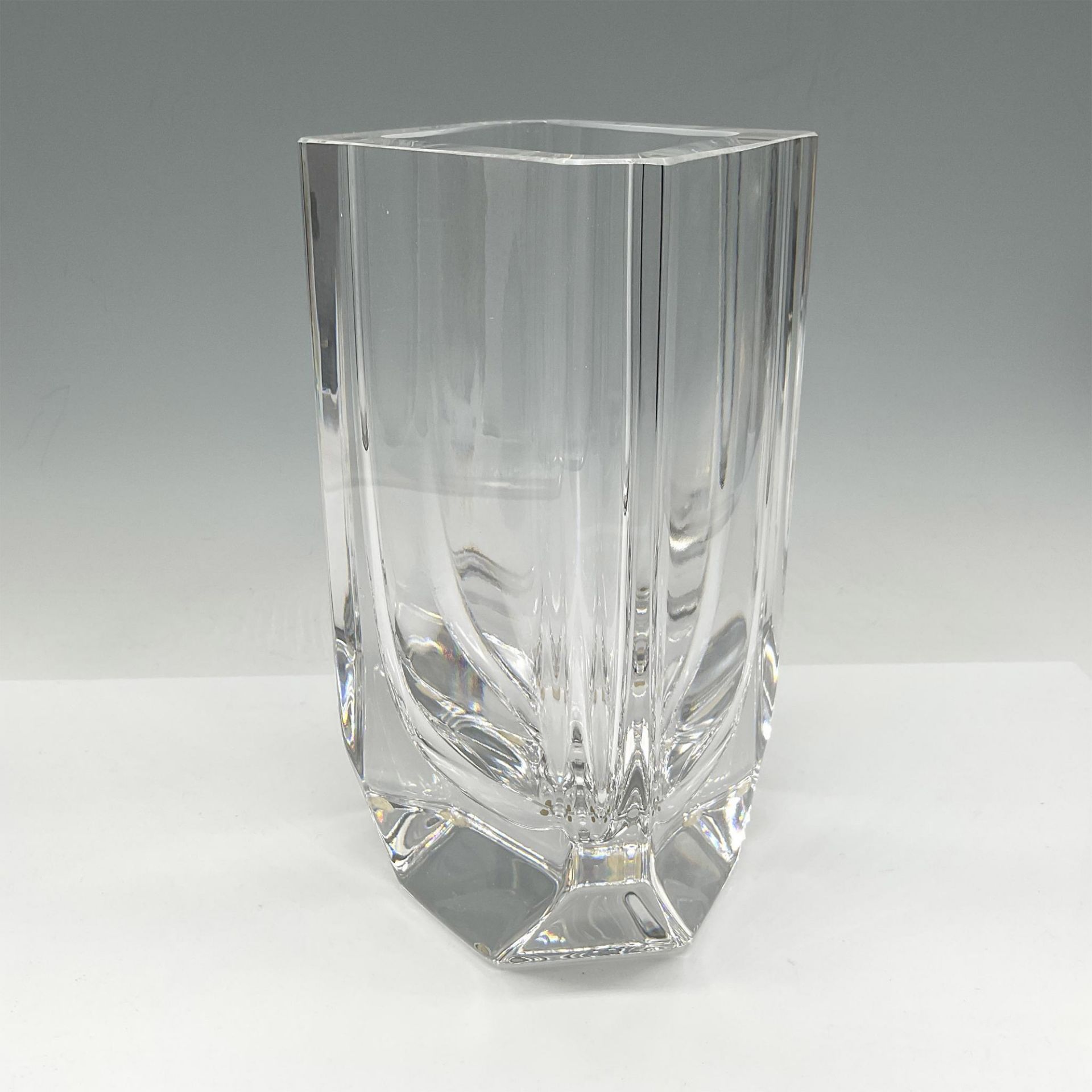 Kosta Boda Four-Sided Crystal Vase, Signed