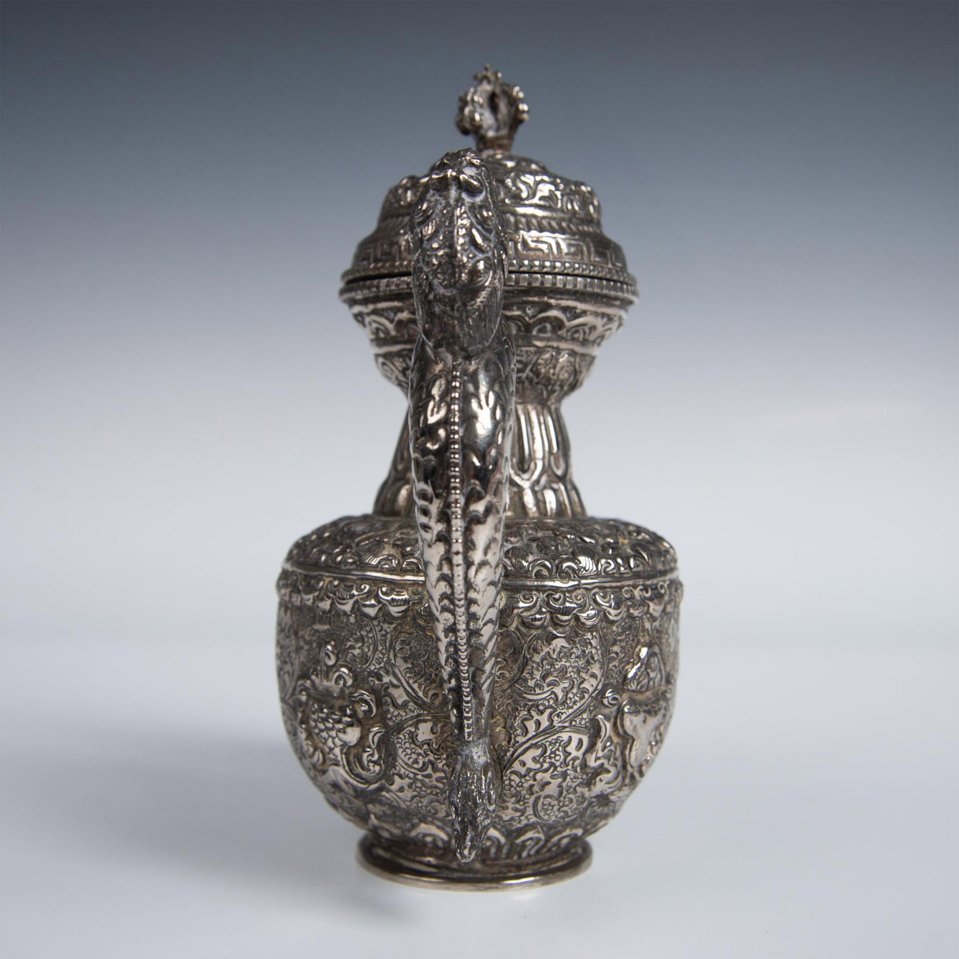 Chinese Tibetan Silver Relief Carved Teapot - Image 4 of 8