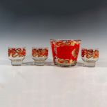 4pc Starlyte Red Old Fashioned Glasses with Ice Bucket