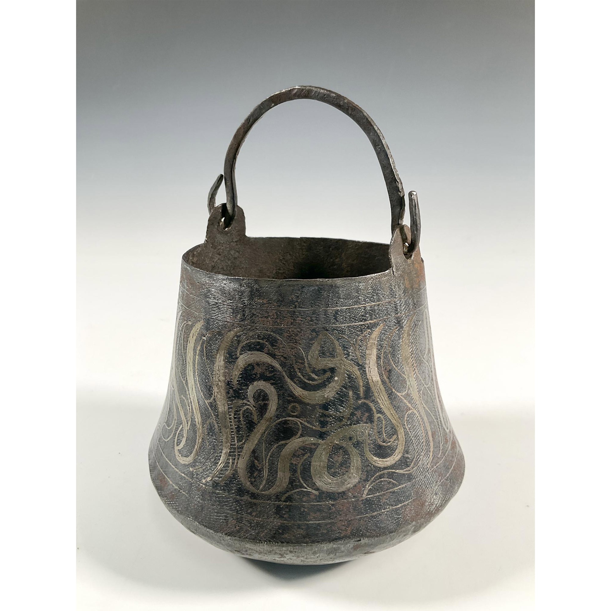 Islamic Iron Vessel With Inlay Silver Calligraphy - Image 2 of 3