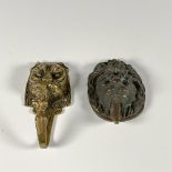 2pc English Brass and Bronze Lion Hook and Door Knocker
