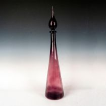 Vintage Tall Purple Art Glass Vase With Stopper
