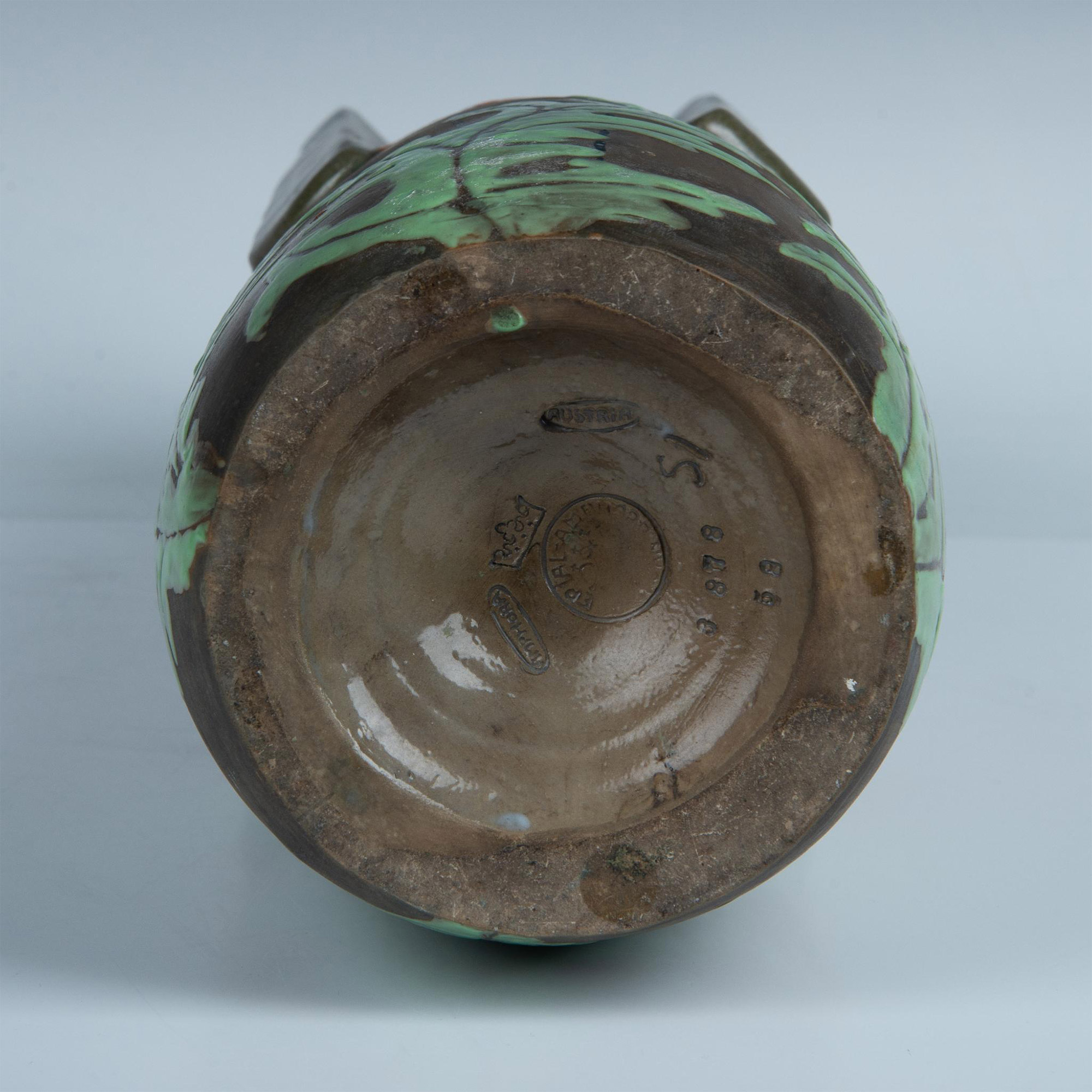 Amphora Four Handle Pottery Vase, Carnations - Image 5 of 5
