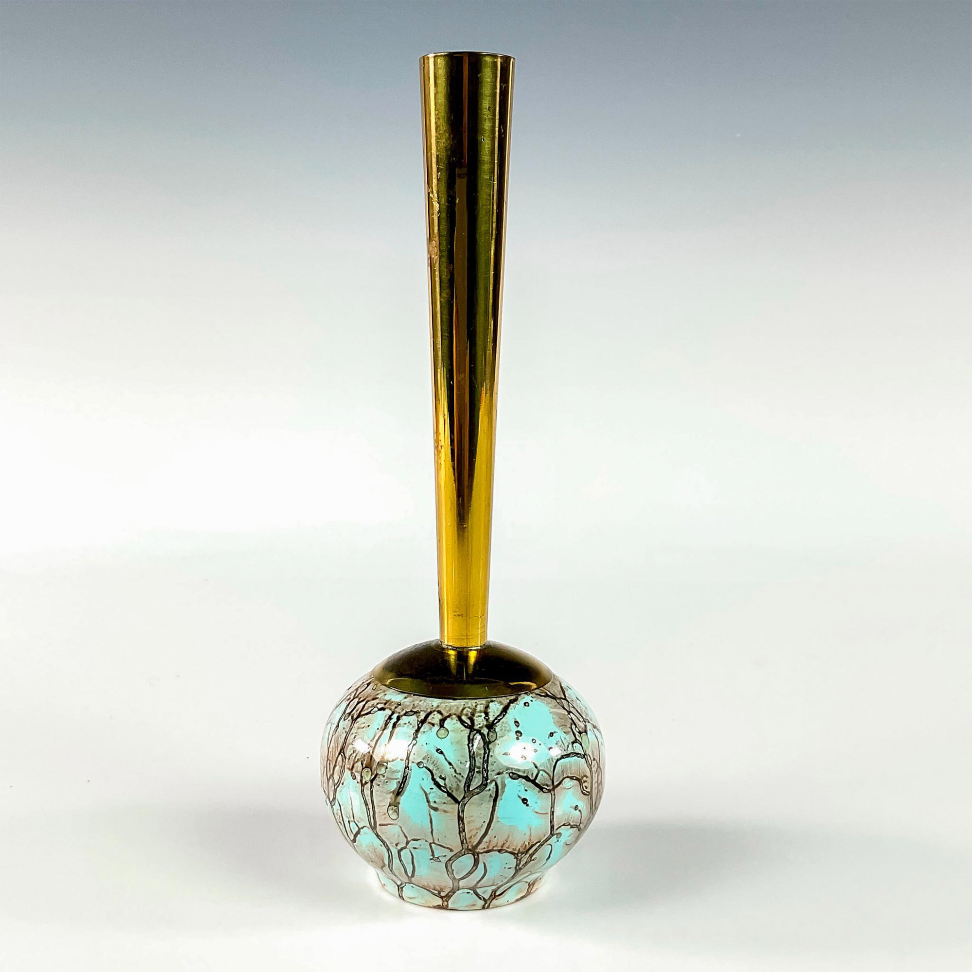 Unusual Delft Mid-Century Modern Lustre Glaze Bud Vase - Image 2 of 3