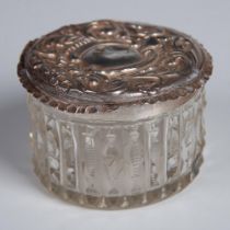 English Sterling Silver Lidded Cut Glass Vanity Jar