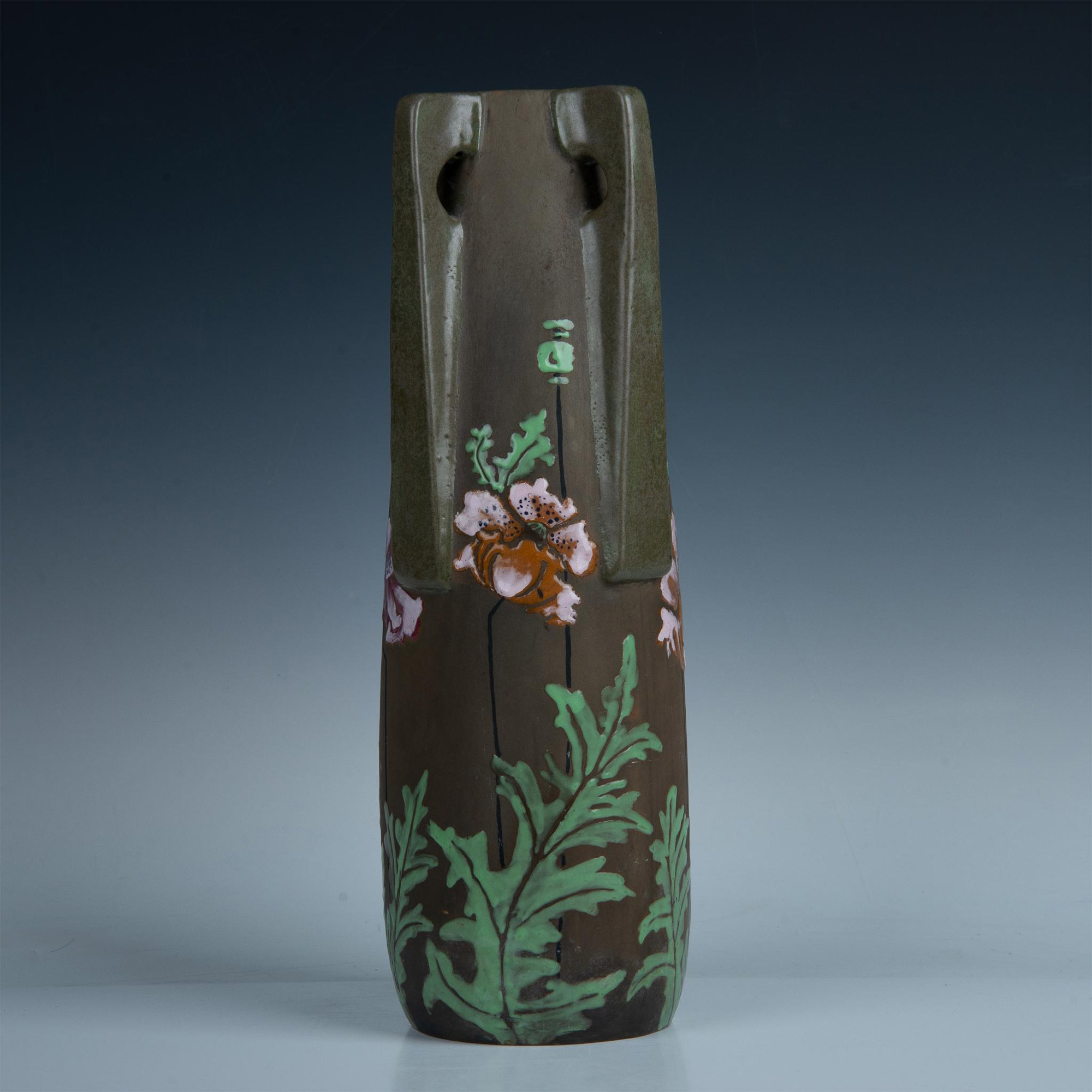 Amphora Four Handle Pottery Vase, Carnations - Image 2 of 5