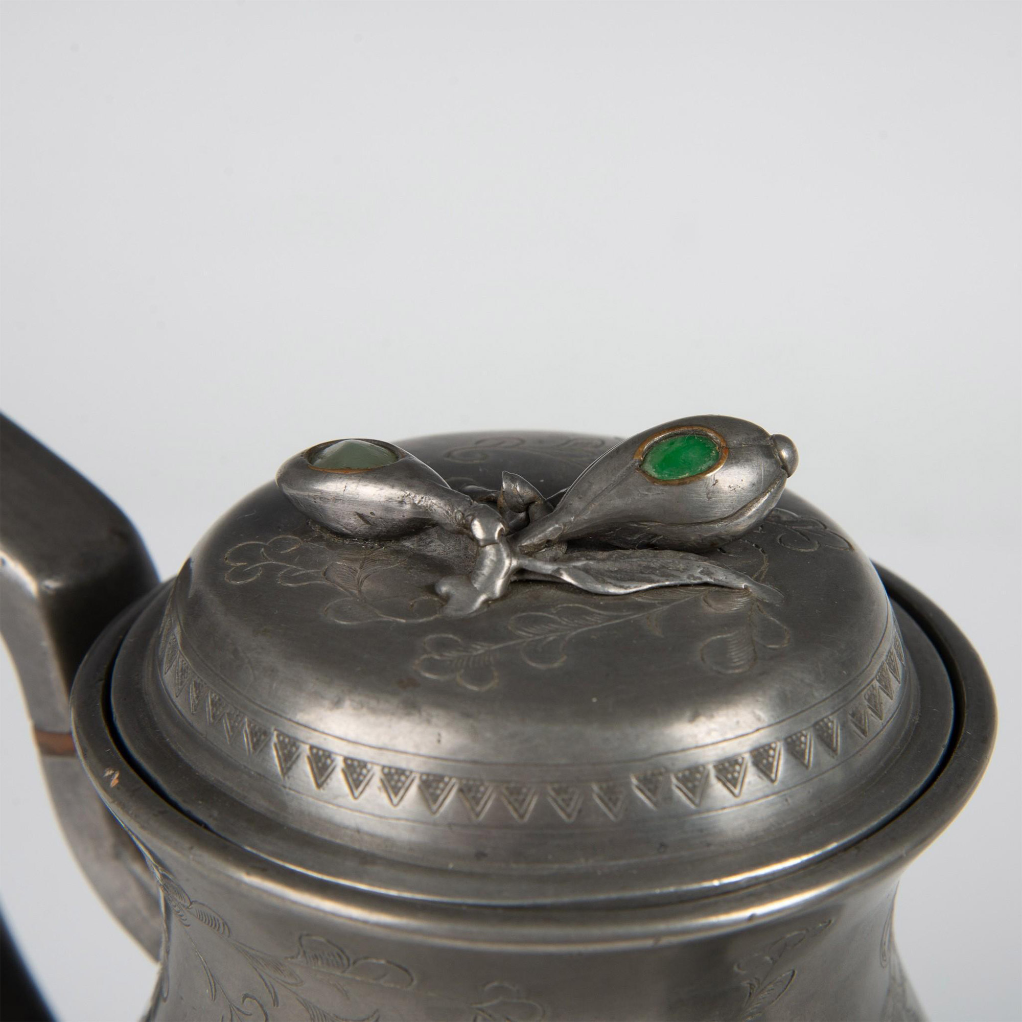 3pc Antique Chinese Pewter Tea Set - Image 13 of 18