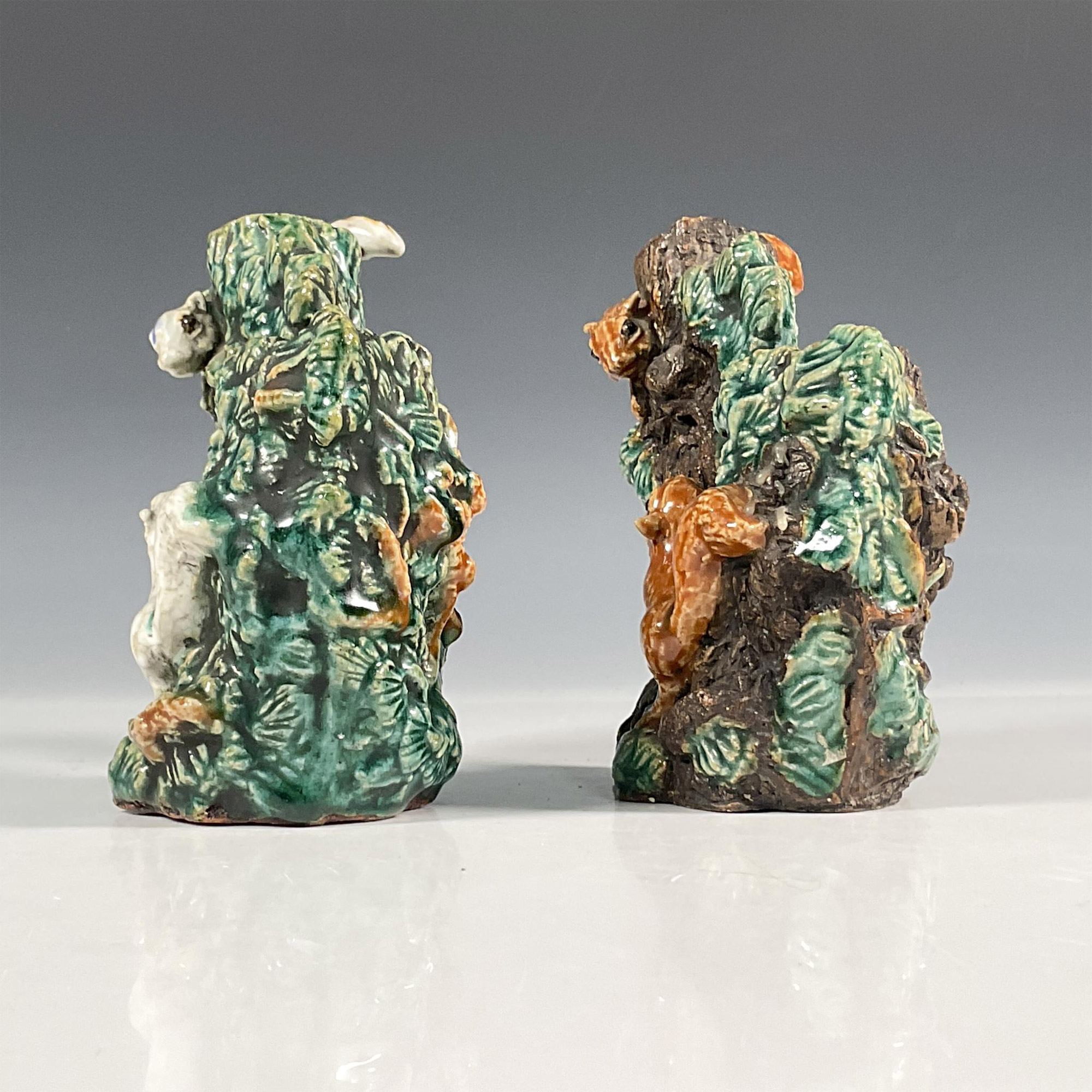 Pair of Majolica Glazed Porcelain Candle Holders - Image 2 of 4
