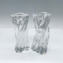 Pair of Baccarat Crystal Candle Holders, Odilon Pattern