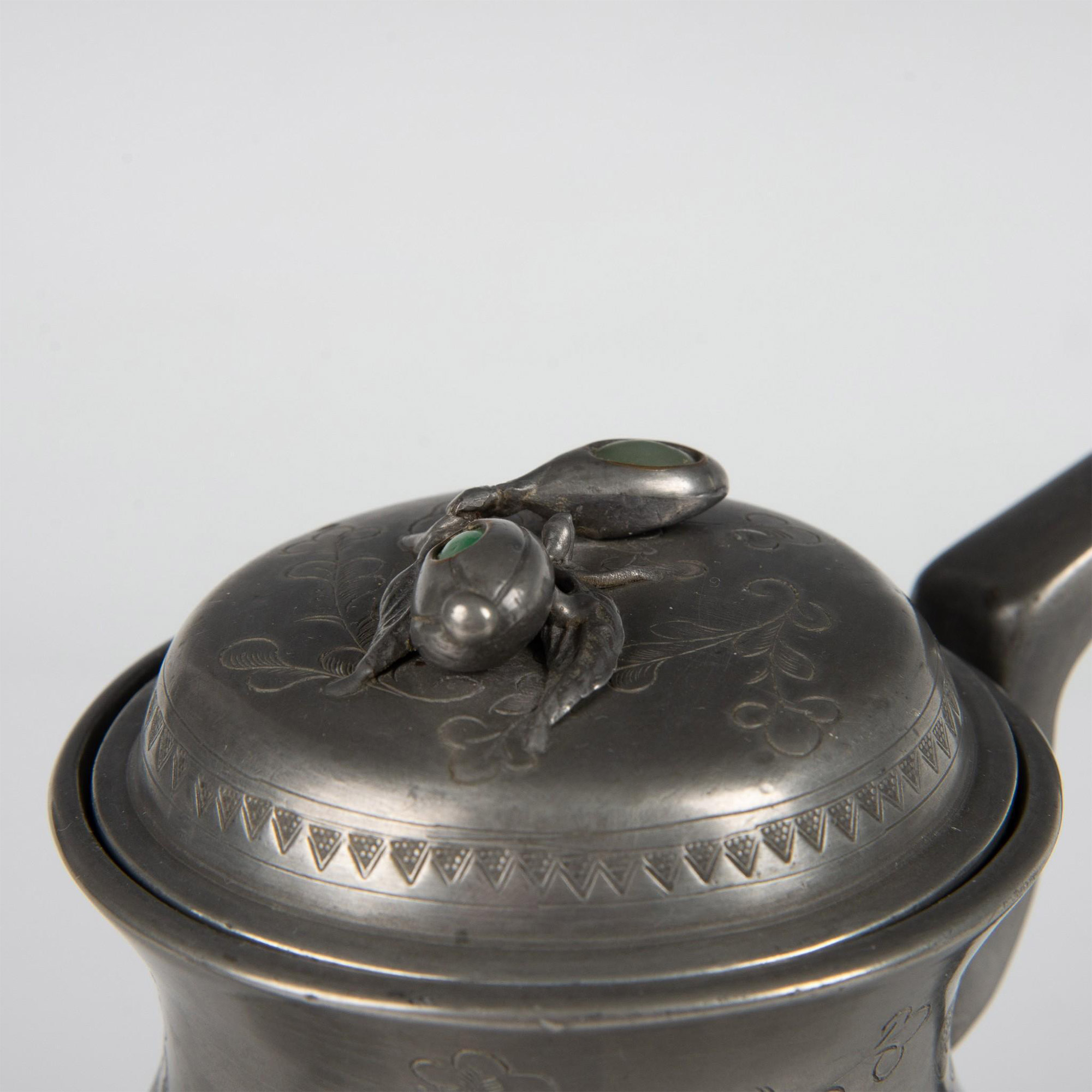 3pc Antique Chinese Pewter Tea Set - Image 12 of 18