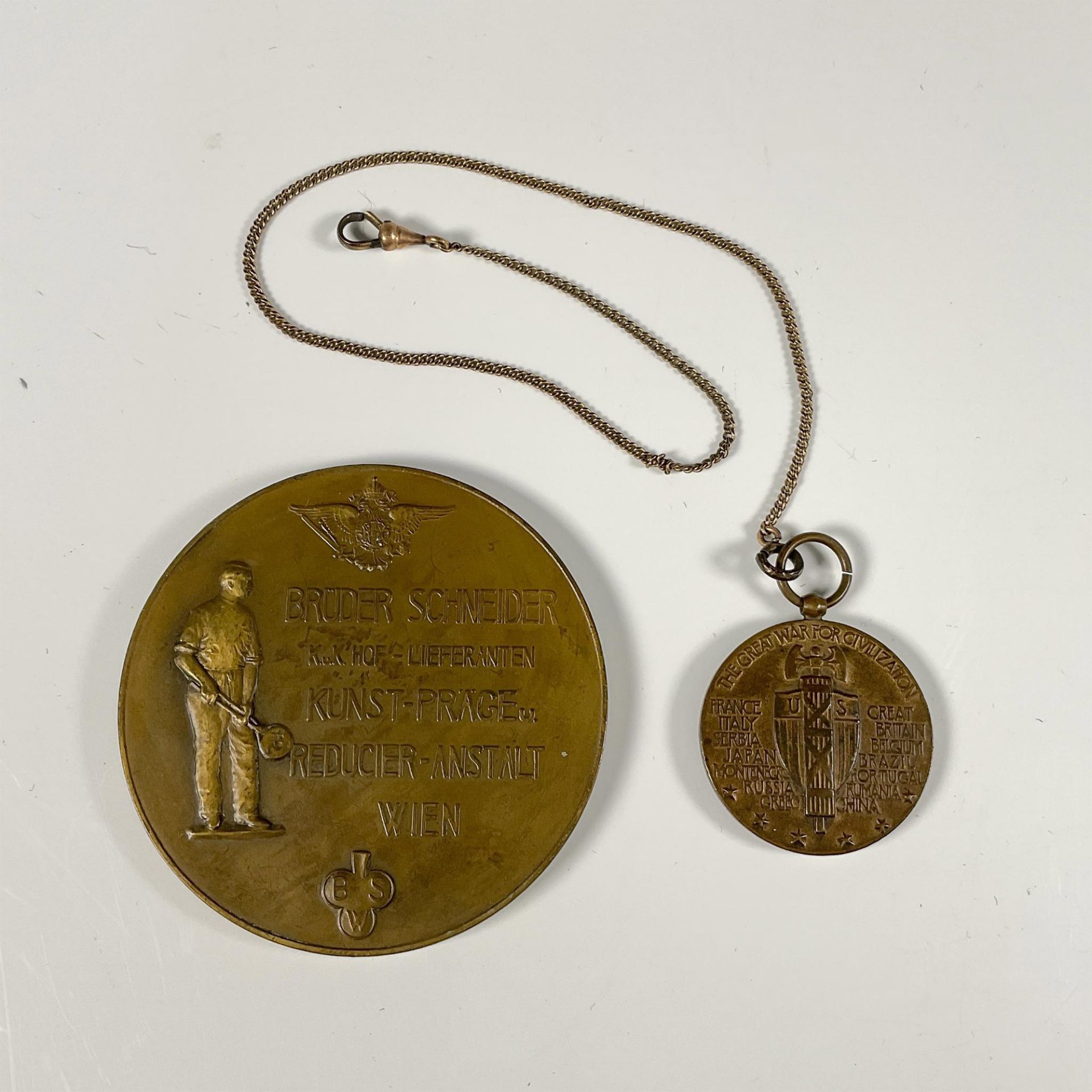 2pc Bronze Medals, World War I Victory Medal and Prosit 1912 - Bild 2 aus 2