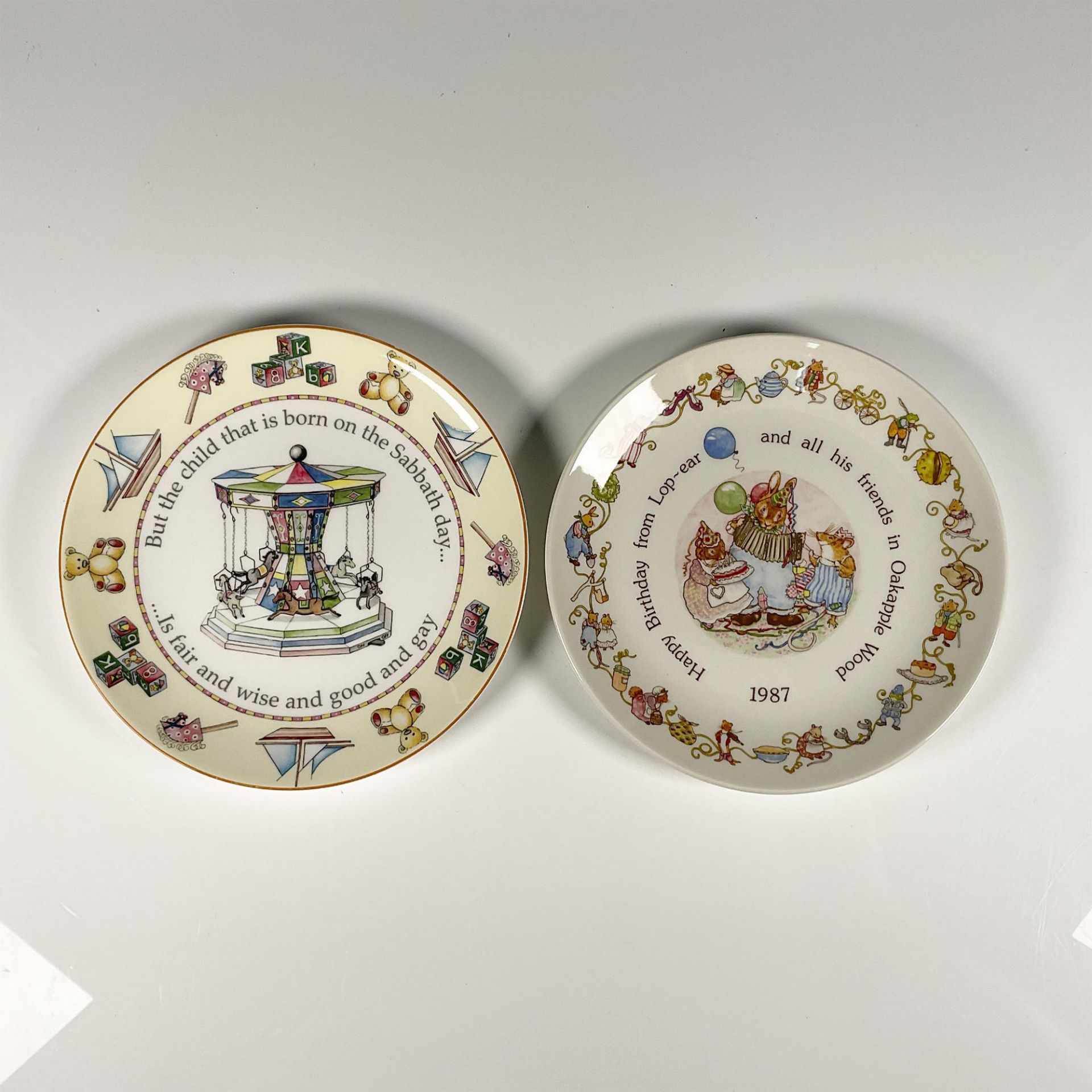 2pc Royal Worcester and Wedgwood Whimsical Plates
