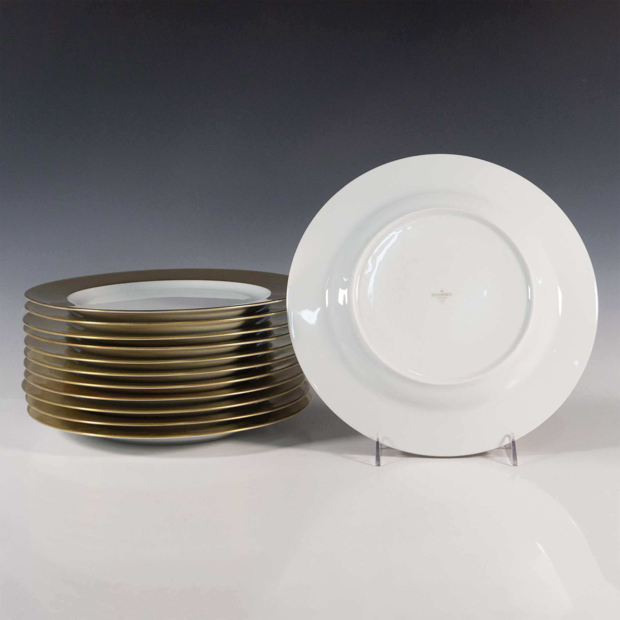 12pc Bernardaud Limoges Gold-Rimmed Dinner Plates - Image 2 of 3