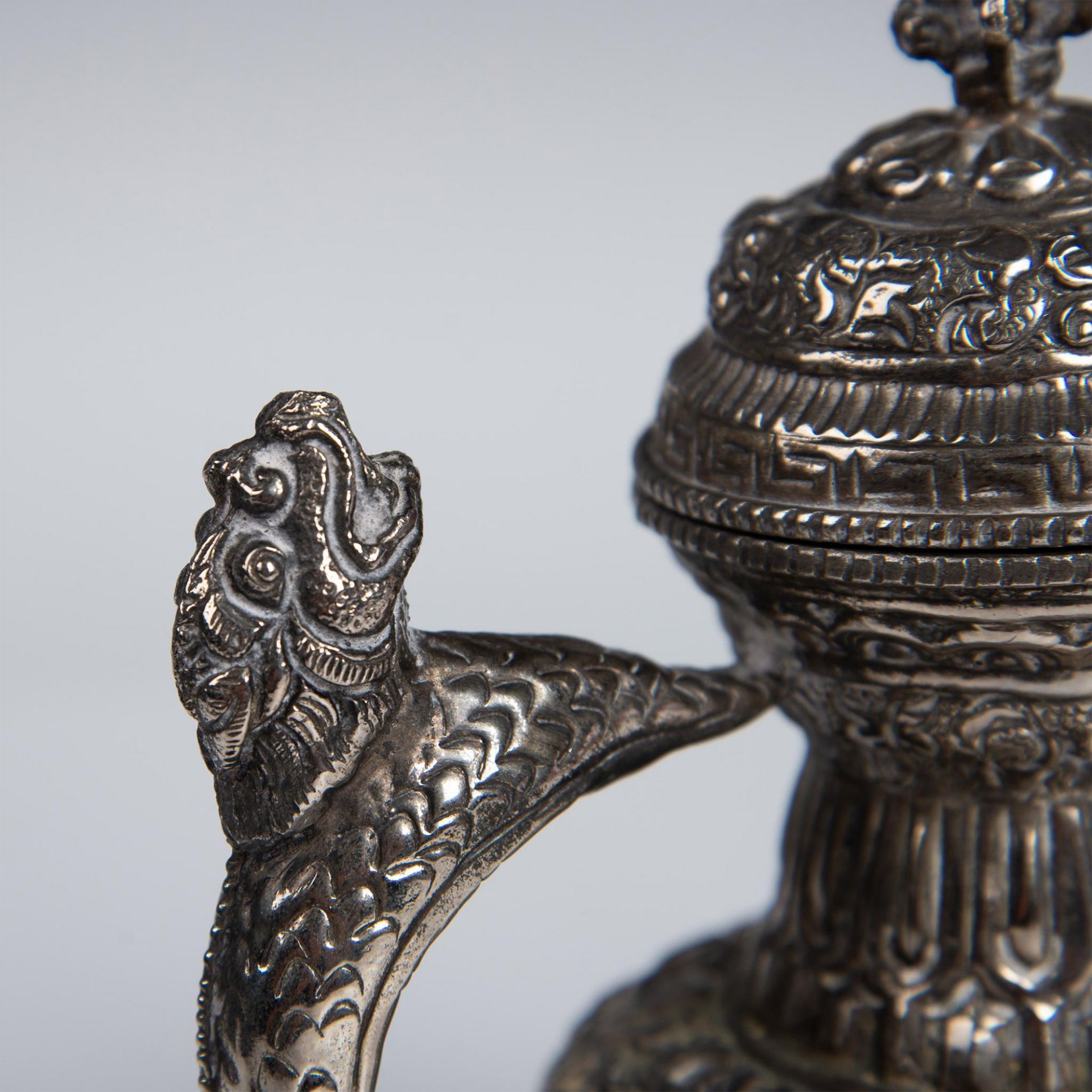 Chinese Tibetan Silver Relief Carved Teapot - Image 5 of 8