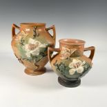 2pc Roseville Pottery, Brown Magnolia Vases 92 and 180