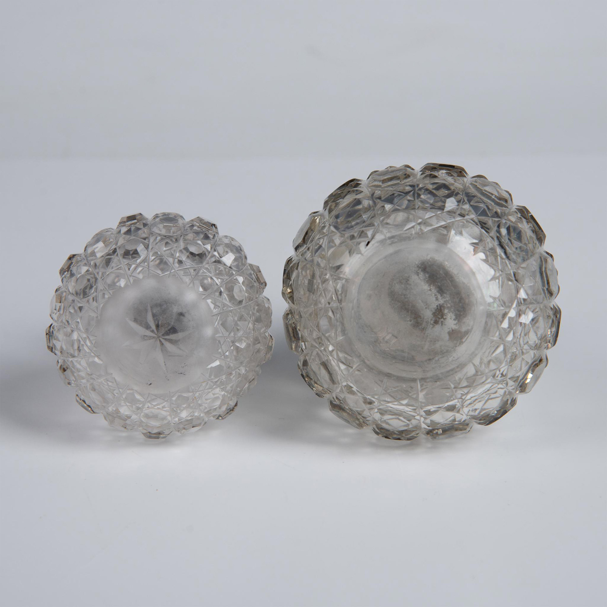 2pc Antique English Cut Crystal and Sterling Scent Bottles - Image 4 of 4