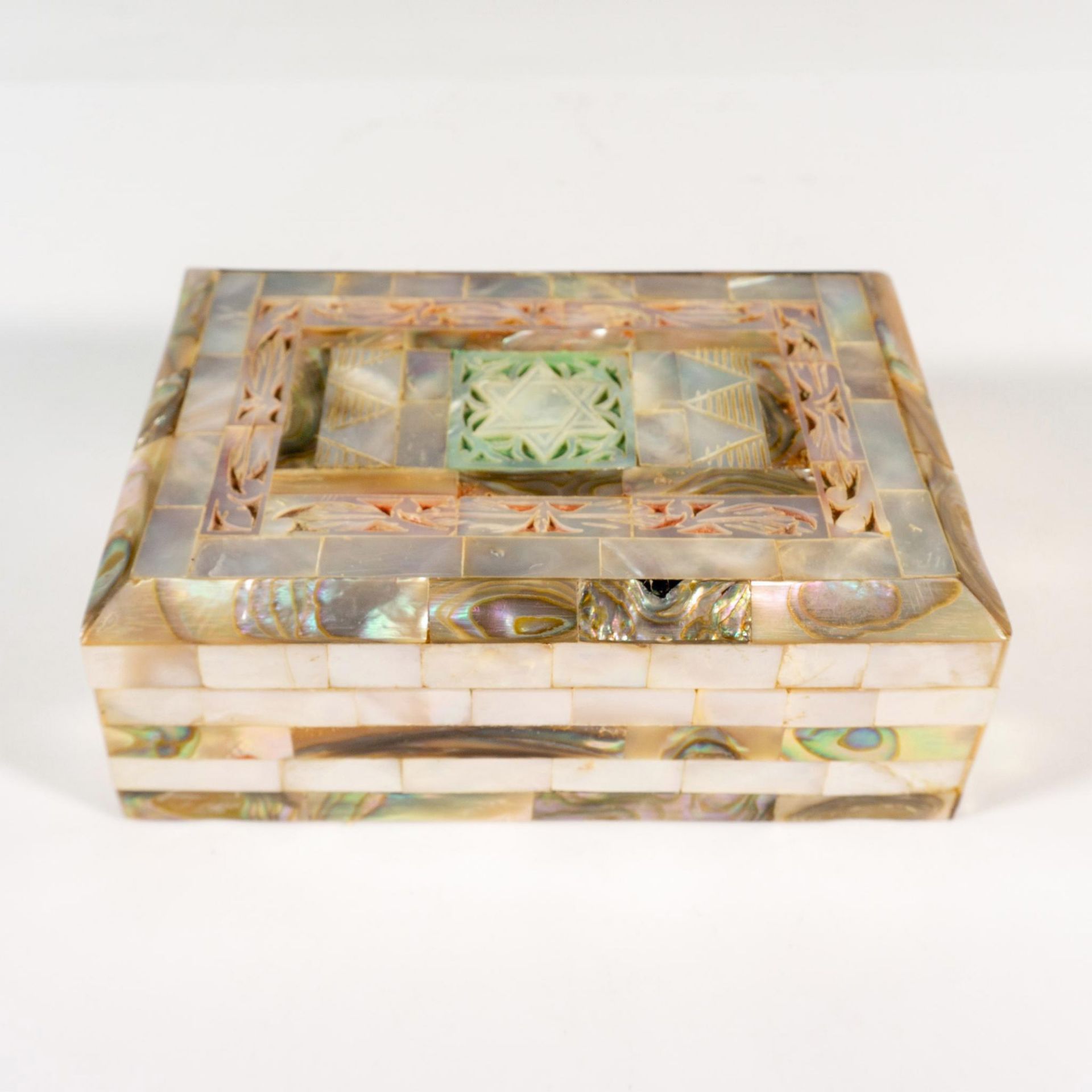 Vintage Mother of Pearl Judaica Jewelry Box