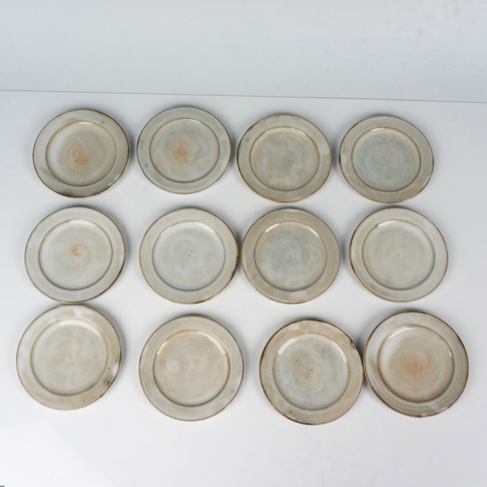 12pc Jacques Pouchain (Attributed) Glazed Small Stoneware Plates - Image 6 of 6