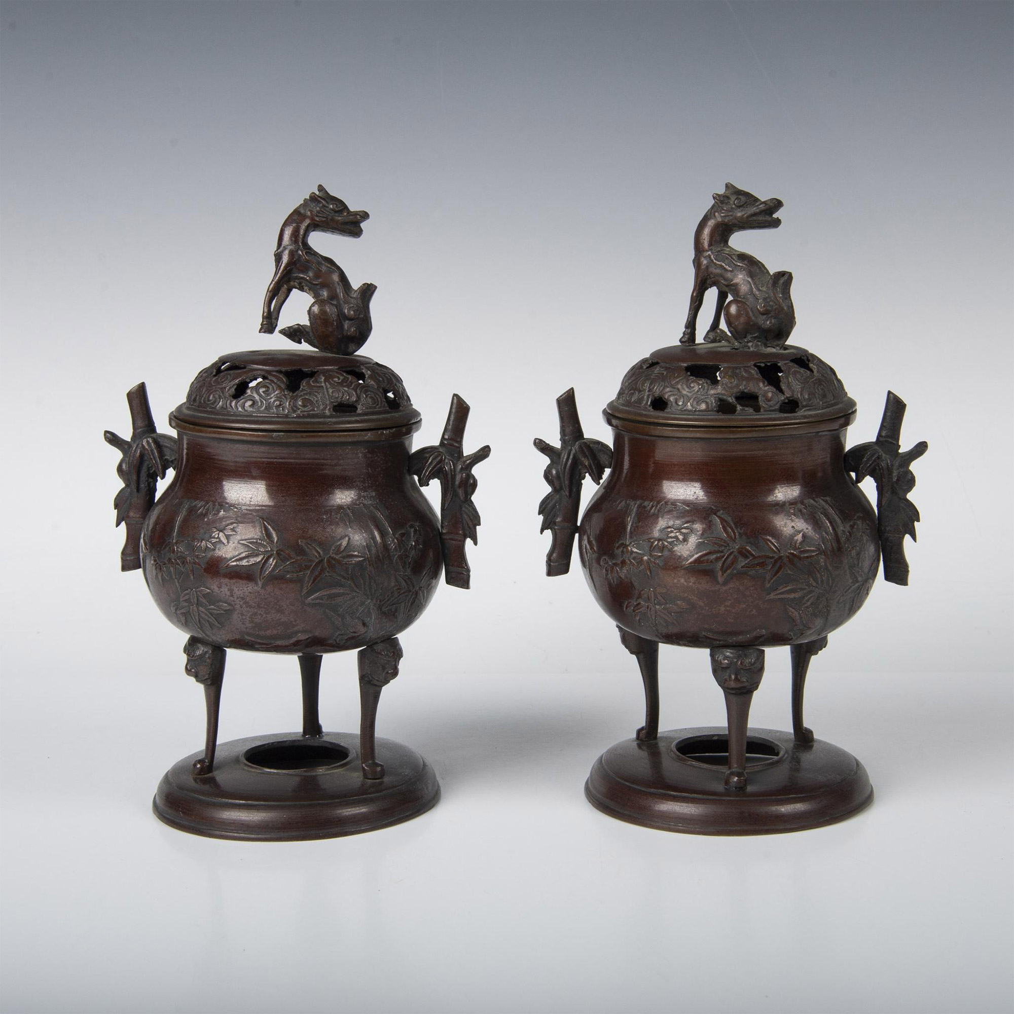 Pair of Antique Chinese Bronze Censers - Image 4 of 6